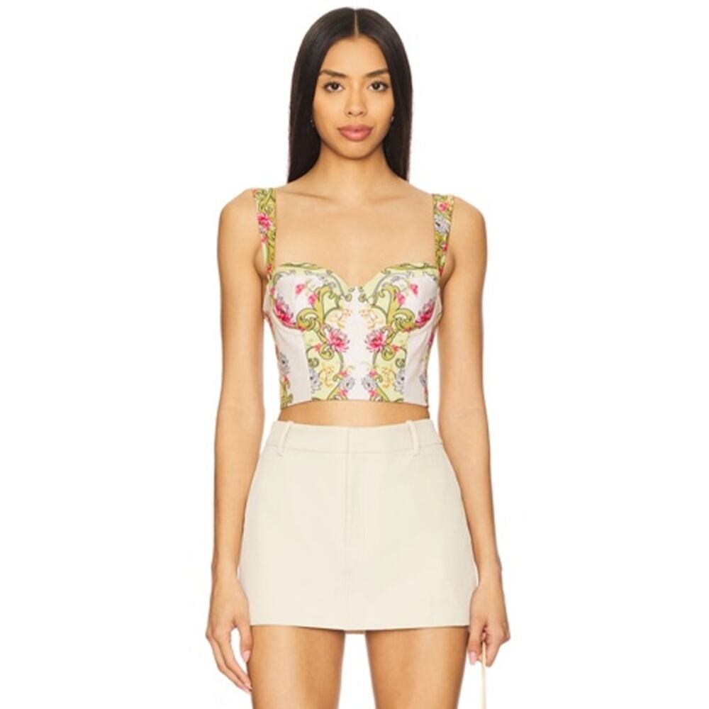 Revolve x Agua Bendita Lupe Underwired Bustier Top Floral Print Size M NWT